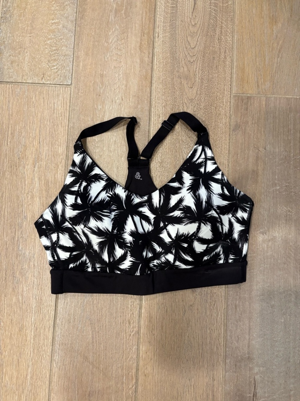 Black & White Palm Print Sports Bra